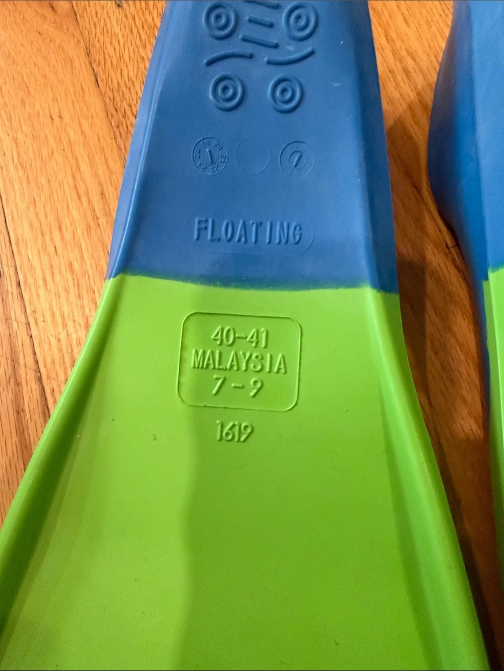 Green and Blue Swim Fins - Comfortable Youth Snorkel Flippers